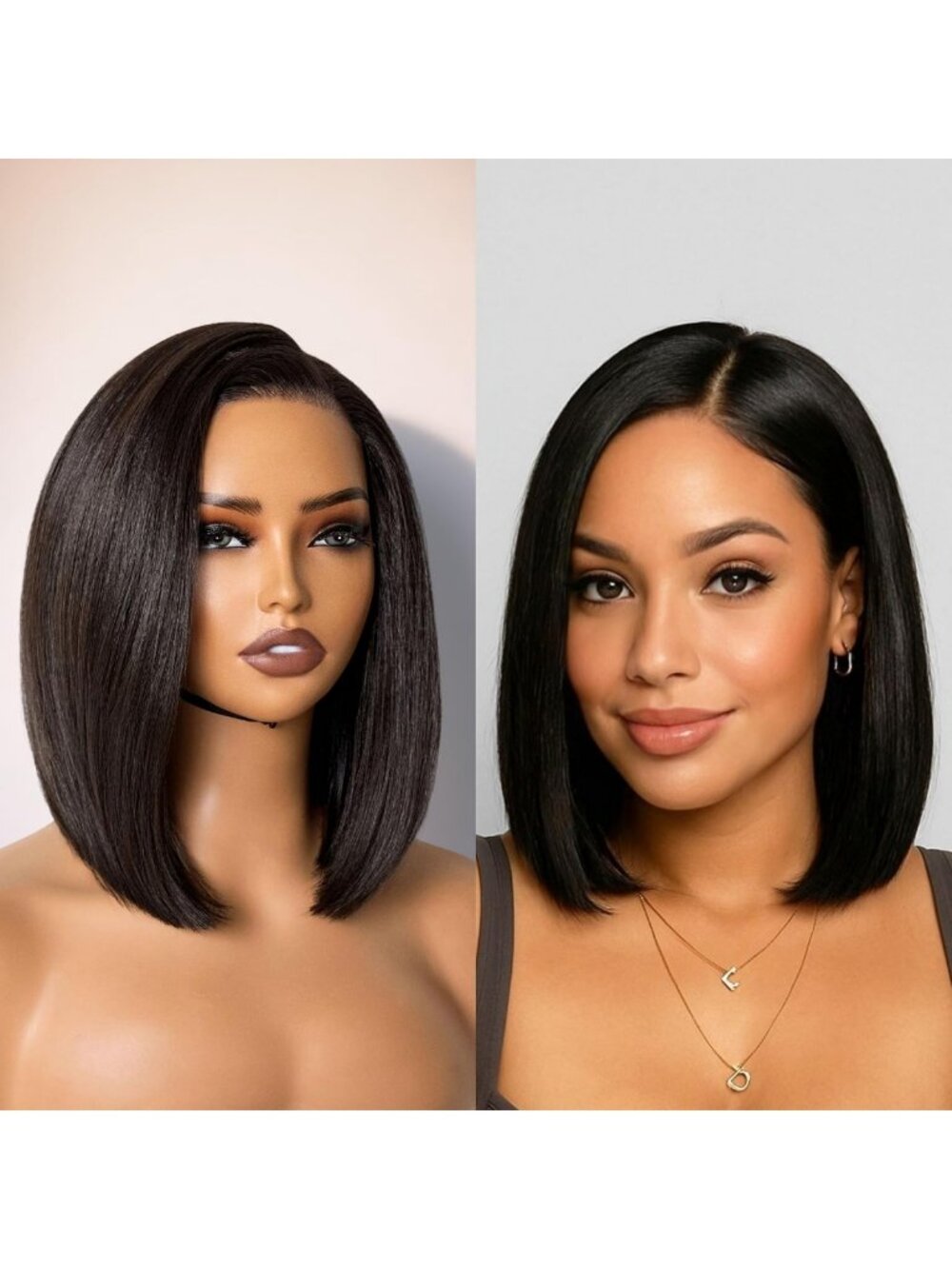 GORGIUS Black Bob Lace Front Wig Glueless Straight Short Wigs Upgrade with